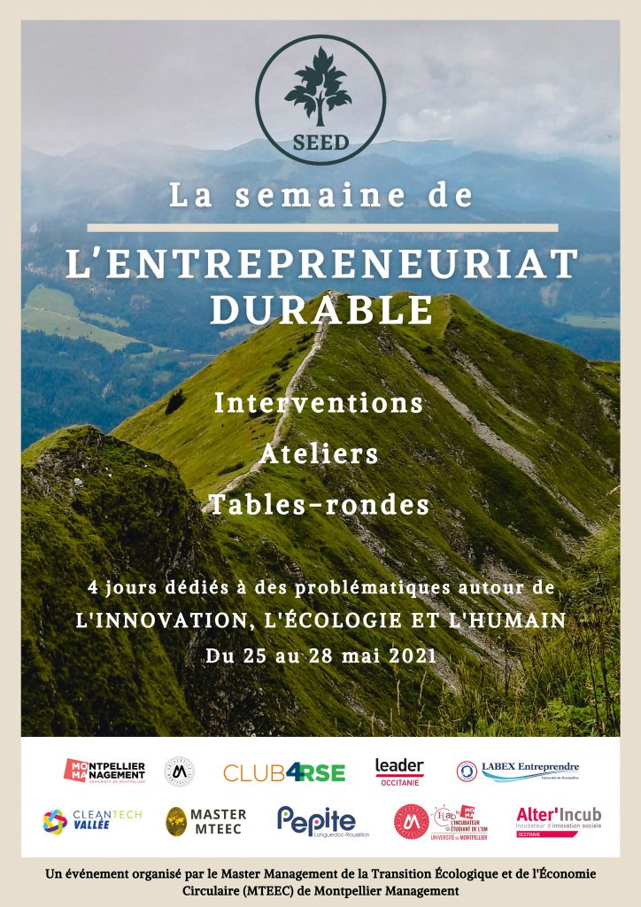 SEED---Affiche-v1-min Semaine de l'Entrepreneuriat Durable Master MTEEC - Montpellier Management